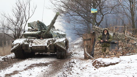 Ukrainiečių tankai, atitraukti nuo priešakinių fronto linijų