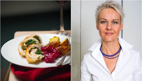 Nida Degutienė ir jos ruo&scaron;ti vi&scaron;tos krūtinėlių suktinukai, įdaryti sūriu ir &scaron;pinatais