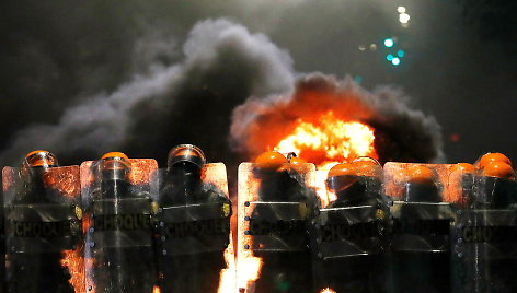 Brazilijos riaušių policija per protestą