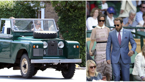 Pippa Middleton su broliu į Vimbldono turnyrą atvažiavo vintažiniu &bdquo;Land Rover&ldquo;