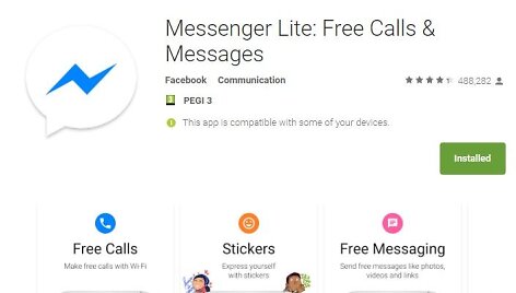 &bdquo;Facebook Messenger Lite&ldquo; programėlė