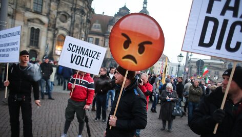 Drezdene migrantų prie&scaron;ininkų ir gynėjų protestai
