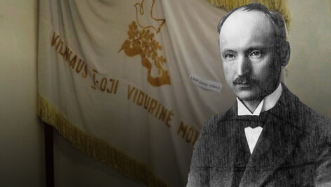 Antanas Vienuolis ir pirmoji mokyklos vėliava
