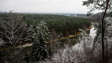 Lengva sniego paklotė apdengė Neries regioninį parką