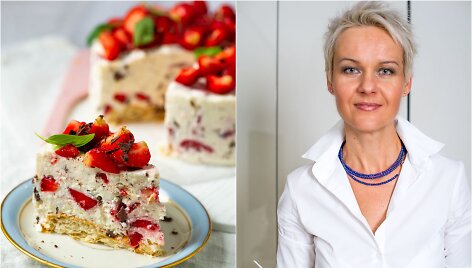 Nida Degutienė ir jos gamintas nekeptas tortas