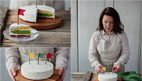 Renata Ničajienė ir jos keptas trispalvis tortas