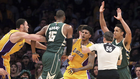 Masinis susistumdymas &bdquo;Bucks&ldquo; &ndash; &bdquo;Lakers&ldquo; rungtynėse