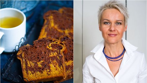 Nida Degutienė ir jos keptas marmurinis moliūgų keksas su šokoladu