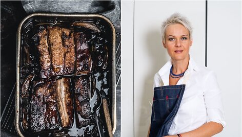 Nida Degutienė ir jos gamintas patiekalas