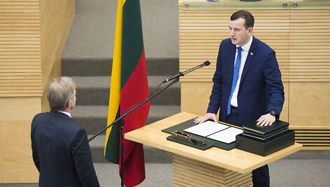 Ūkio ministro Virginijaus Sinkevičiaus priesaika Seime