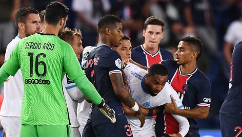PSG ir &bdquo;Marseille&ldquo; futbolininkų susirėmimas