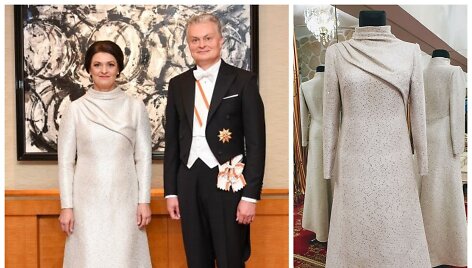 Diana ir Gitanas Nausėdos, pirmajai &scaron;alies poniai kurta suknelė 