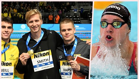 Danas Rapšys iškovojo bronzą, o Rūta Meilutytei medalis išsprūdo dėl neleistino veiksmo kojomis.