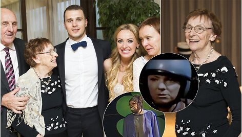 Baiba Skurstene-Serdiukė su &scaron;eima ir močiute Velta Skurstene
