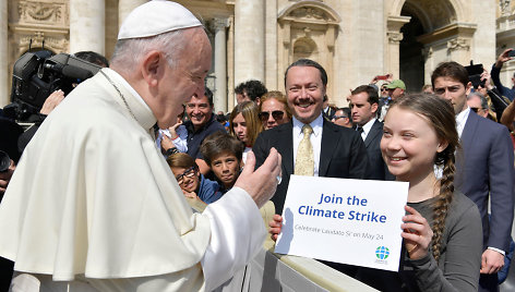 Popiežius Pranciškus ir  Greta Thunberg