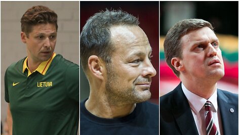 R.Jarutis (viduryje) teigė, kad &bdquo;Rytas&ldquo; tikisi pratęsti sutartį su D.Adoamčiu (de&scaron;inėje), o gandai dėl D.Kairio yra &bdquo;antis&ldquo;.
