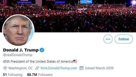 Donaldo Trumpo &bdquo;Twitter&ldquo; paskyra