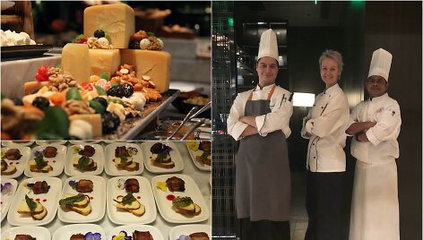 Nida Degutienė su dviem labiausiai patyrusiais  restorano &scaron;efais:   serbu  Petar Ogrizovic ir indu  Mithun Sikdar visą savaitę ruo&scaron;ė lietuvi&scaron;kas vai&scaron;es &bdquo;Kempinski Hotel Beijing Lufthansa Center&ldquo; svečiams