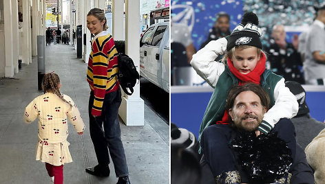 Gigi Hadid ir Bradley Cooperis su dukromis 