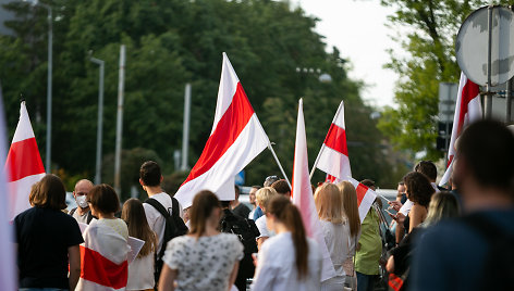 Minia žmonių reiškė palaikymą Baltarusijos žmonėms