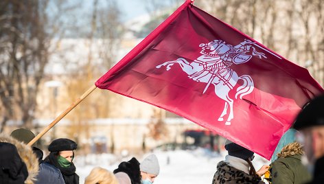 Istorinė Vyčio vėliava Lukiškių aikštėje