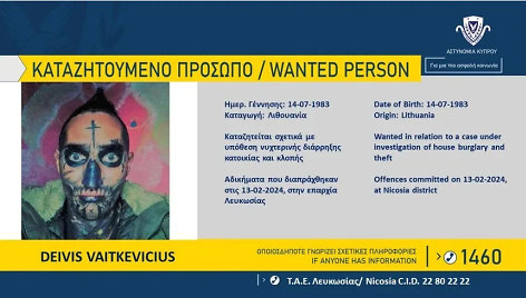 Kipro sostinės, Nikosijos, policija paskelbė lietuvio paiešką
