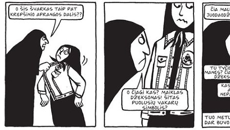 Komiksų knygos „Persepolis“ fragmentas