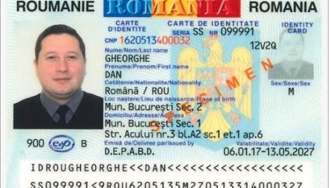 Rumuni&scaron;kos tapatybės kortelės pavyzdys