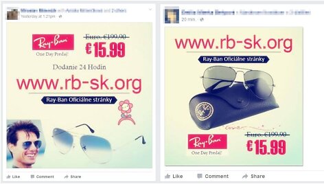 &bdquo;RayBan&ldquo; akinių apgaulė socialiniuose tinkluose