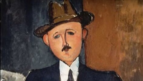 Amadeo Modigliani paveikslas &bdquo;Sėdintis vyras su lazdele&ldquo;
