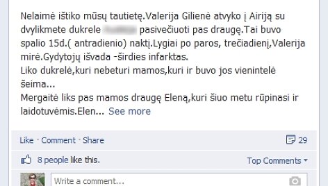 Pagalbos pra&scaron;ymas Airijos lietuvių bendruomenės &bdquo;Facebook&ldquo; paskyroje paskelbtas sekmadienį.