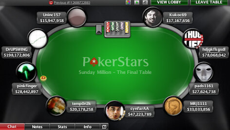 A&scaron;tuntojo &bdquo;Sunday Million&ldquo; gitadienio finalinis stalas