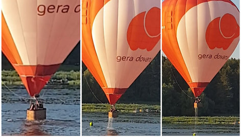 Oro balionas nusileido ant vandens