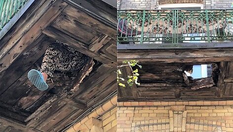 Avarinės būklės balkonai: įlūžus grindims įstrigo vilnietė