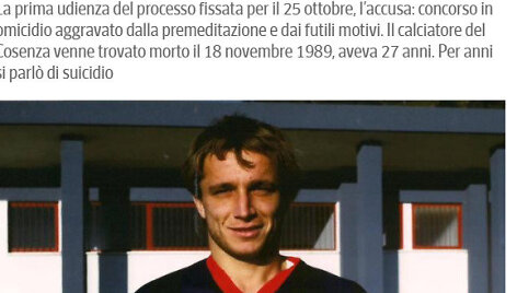 &bdquo;Corriere della Sera&ldquo; ra&scaron;o, kad Donato Bergamini galėjo būti nužudytas.