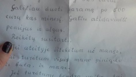 Pensininkas jaunoms klaipėdietėms bruko raštelius su siūlymais gauti finansinę paramą ir net ištekėti.