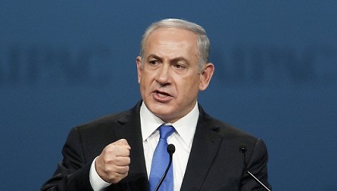 Izraelio premjeras Benjaminas Netanjahu kreipiasi į AIPAC delegatus