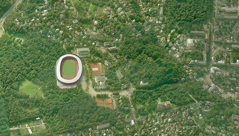 Kauno S.Dariaus ir S.Girėno stadionas iš oro