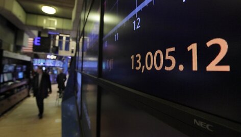 &bdquo;Dow Jones&ldquo; indeksas pirmą kartą nuo krizės pradžios vėl perkopė 13 000 punktų ribą.