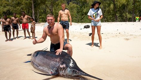 Marlinas, sugautas Mauricijuje (225 kg)