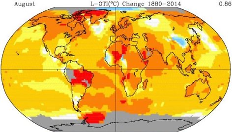 Rugpjūčio mėnesio temperatūros pokyčiai