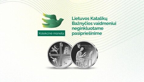 Moneta skirta Lietuvos Katalikų Bažnyčios vaidmeniui neginkluotame pasiprie&scaron;inime