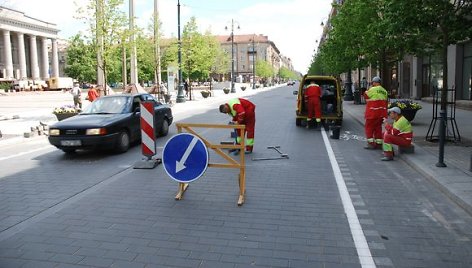 Gedimino prospekte atliekami darbai