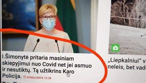 Suklastota 15min antraštė