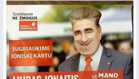 Karikatūra su Joni&scaron;kio socialdemokratu Liudu Jonaičiu