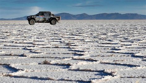 Dakaras 2014: B.Vanago bolidas „Toyota Hilux” - didžiausioje pasaulio druskos plynėje Salar de Ujuni, Bolivijoje.