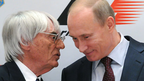 „Formulės-1“ teisių valdytojas B. Ecclestone'as ir Vladimiras Putinas