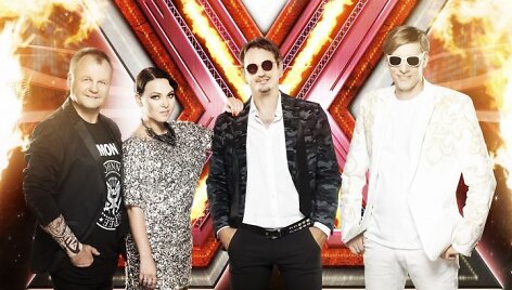 &bdquo;X Faktoriaus&ldquo; teisėjai Saulius Urbonavičius-Samas, Justė Arlauskaitė-Jazzu, Marijus Mikutavičius, Saulius Prūsaitis