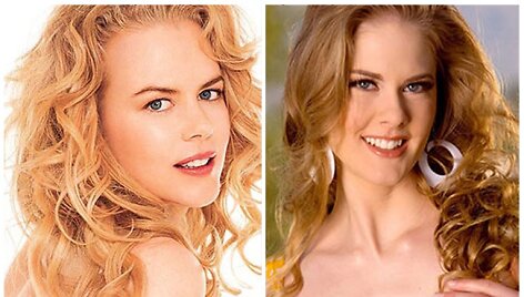 Nicole Kidman su savo antrininke Diane Deluna ir Olivia Wilde su savo antrininke Sophie Lynx