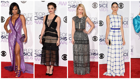 &bdquo;People's Choice&ldquo; apdovanojimų svečiai (i&scaron; kairės): Christina Milian, Lucy Hale, Claire Danes, Troian Bellisario ir Frankie Grande